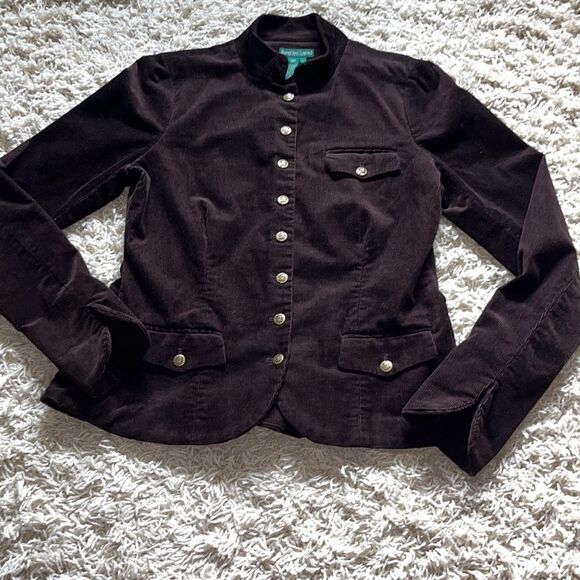 Vintage Ralph Lauren Brown Corduroy Military Style Jacket Large - Picture 2 of 13